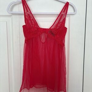 Victoria's Secret Red Sheer Lace babydoll